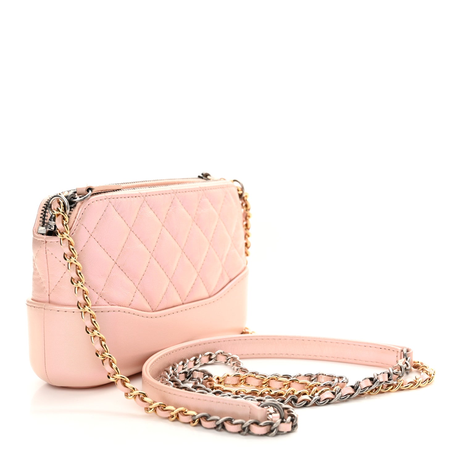 Chanel Iridescent Lambskin Calfskin Quilted Small Gabrielle Clutch With Chain Light Pink 3 of 15