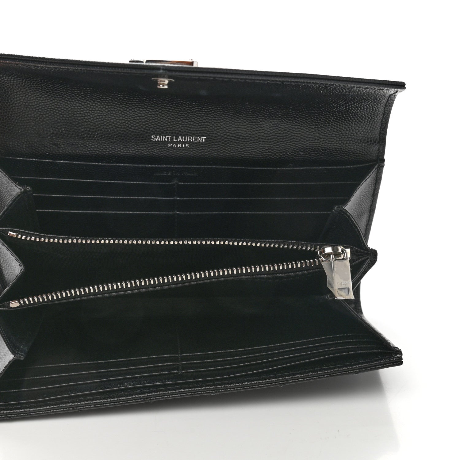 Saint Laurent Grain De Poudre Matelasse Chevron Monogram Flap Wallet Black 5 of 8