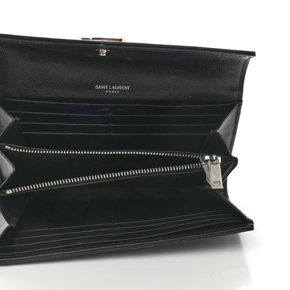 Saint Laurent Grain De Poudre Matelasse Chevron Monogram Flap Wallet Black 5 of 8