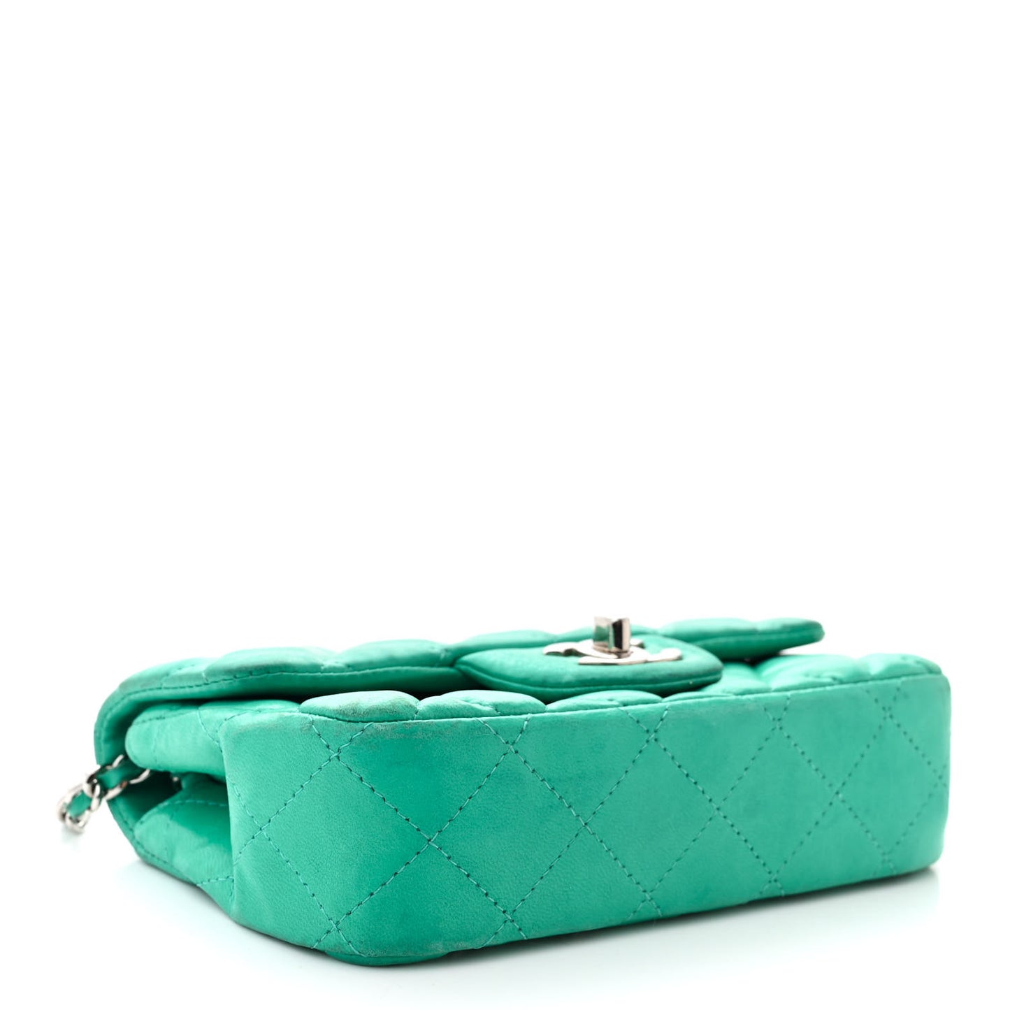 Lambskin Quilted Extra Mini Rectangular Flap Green