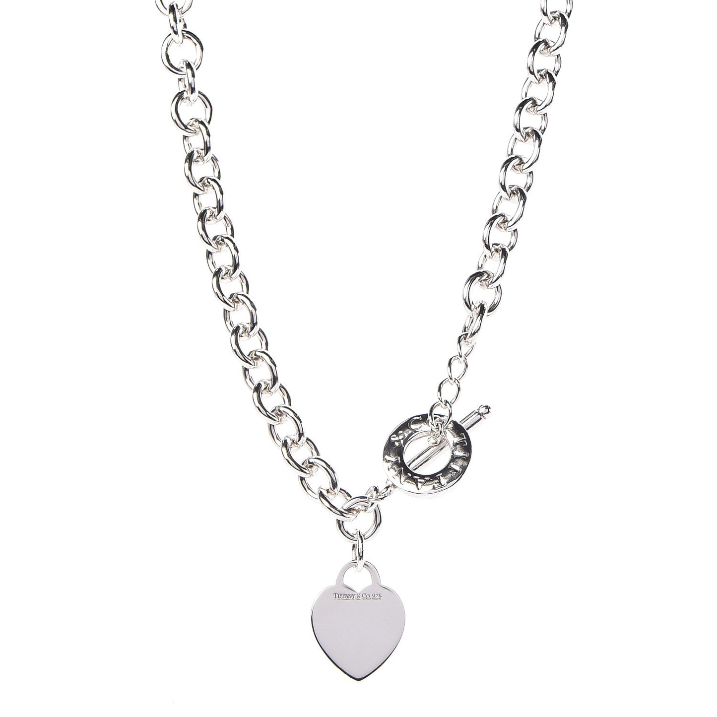 Sterling Silver Heart Tag Toggle Necklace