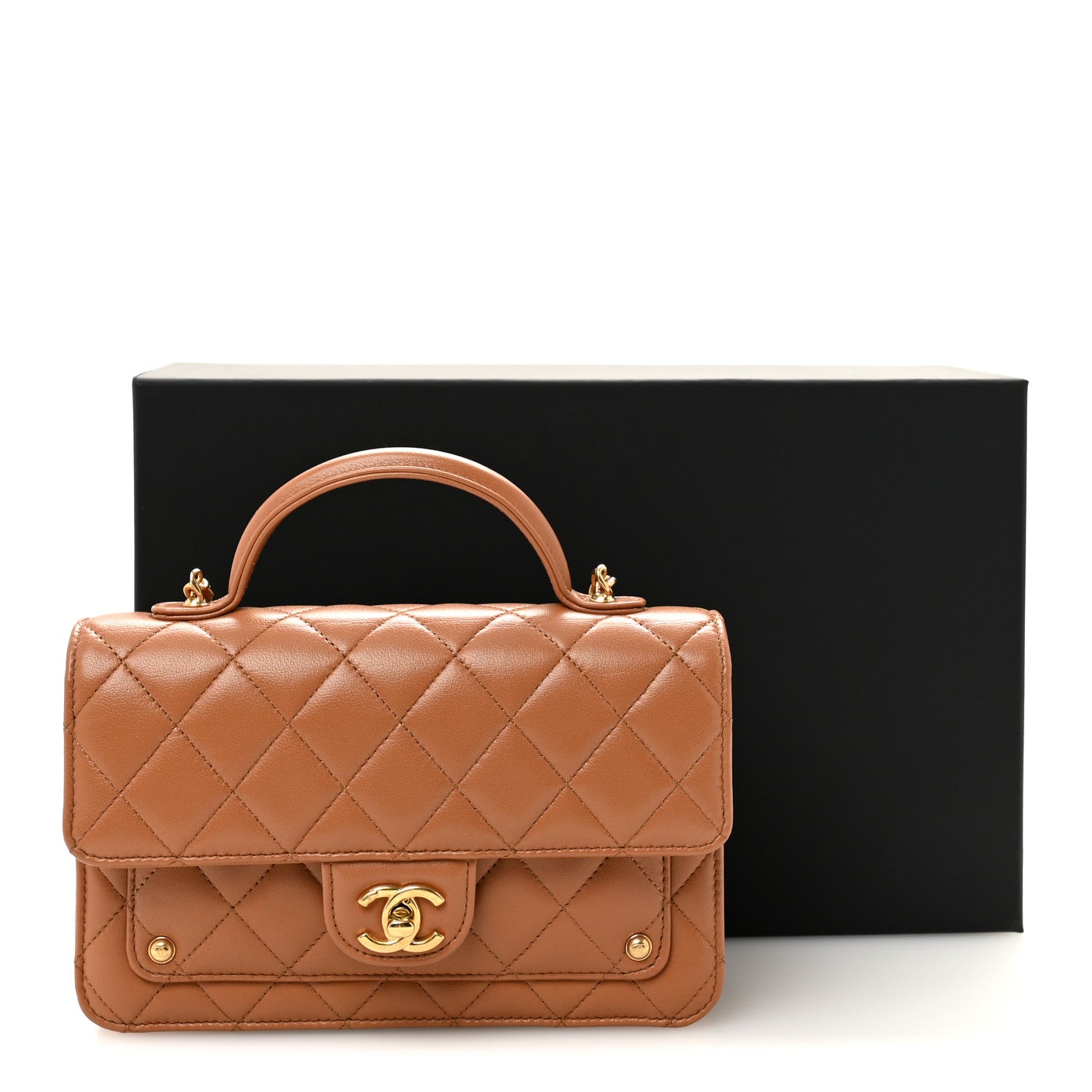 Chanel Lambskin Quilted Preppy Satchel Wallet On Chain WOC Brown 12 of 12