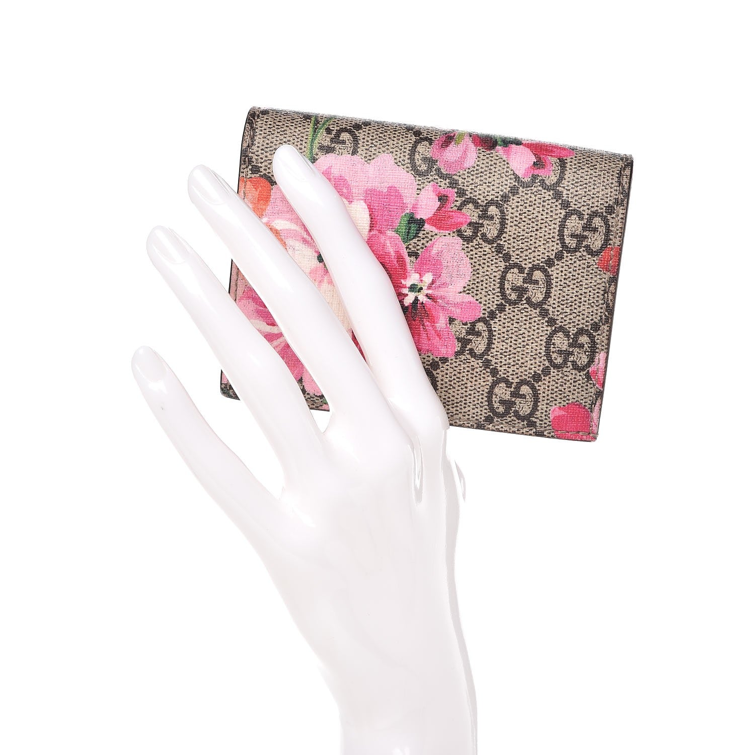 Gucci GG Supreme Monogram Blooms Card Case Beige Multicolor Dry Rose 2 of 7