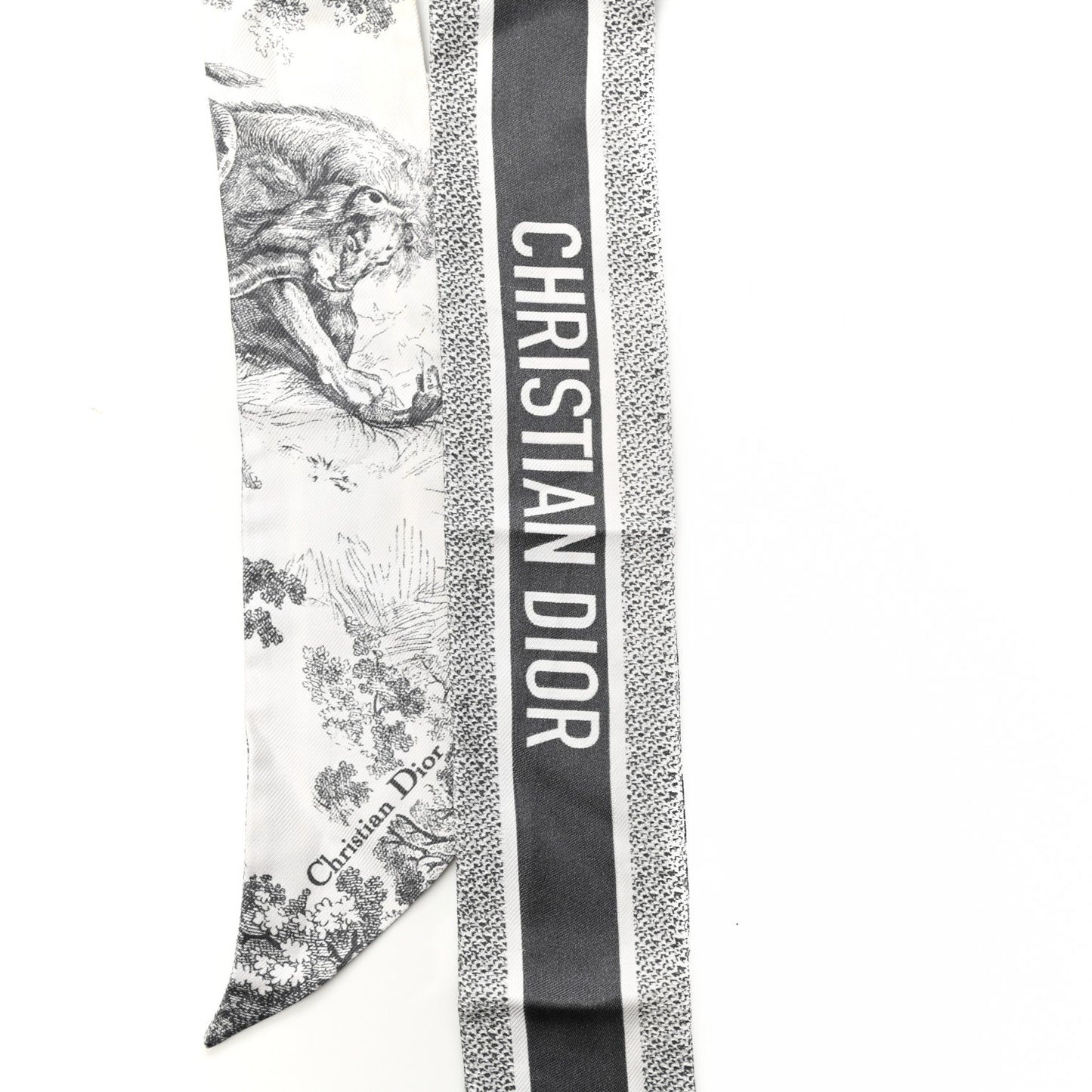 Silk Toile De Jouy Reverse Capri Mitzah Scarf Grey White