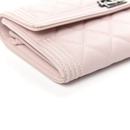 Chanel Grained Shiny Calfskin Quilted Boy Flap Wallet Light Pink 10 of 12