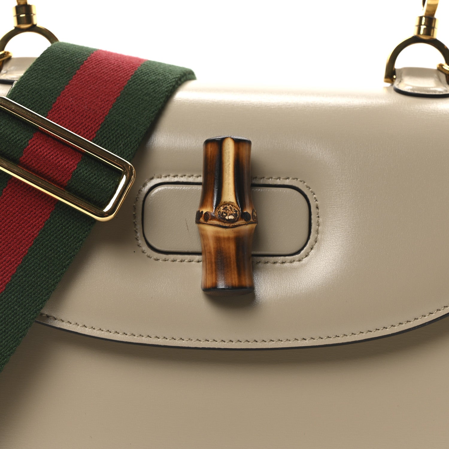 Gucci Boarded Dyana Lux Calfskin Web Medium Bamboo 1947 Top Handle Bag Oatmeal 7 of 9