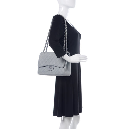 Chanel Iridescent Caviar Jumbo Double Flap Light Blue 3 of 10