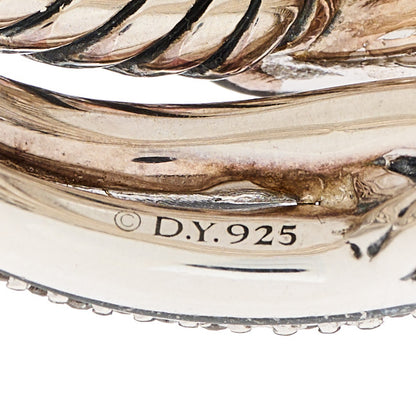 David Yurman Sterling Silver Diamond 19mm Labyrinth Triple Loop Ring 52 6 3 of 3