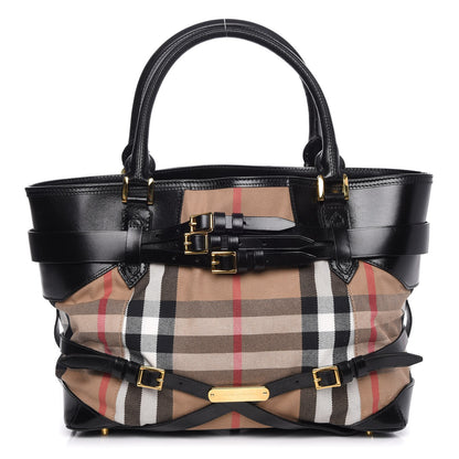 Burberry House Check Bridle Calfskin Medium Lynher Tote Black 1 of 8