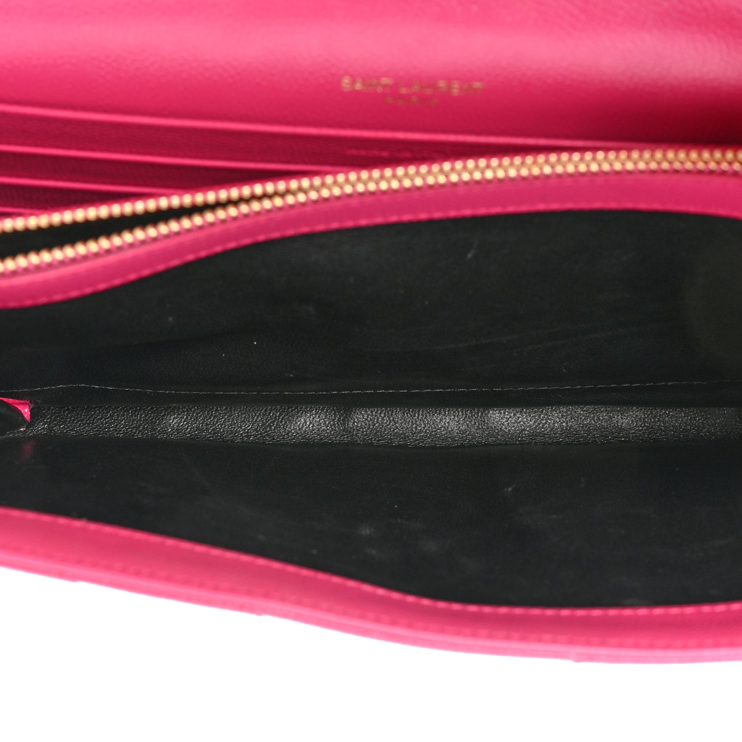 Grain De Poudre Matelasse Chevron Cassandre Chain Wallet Lipstick Fuschia