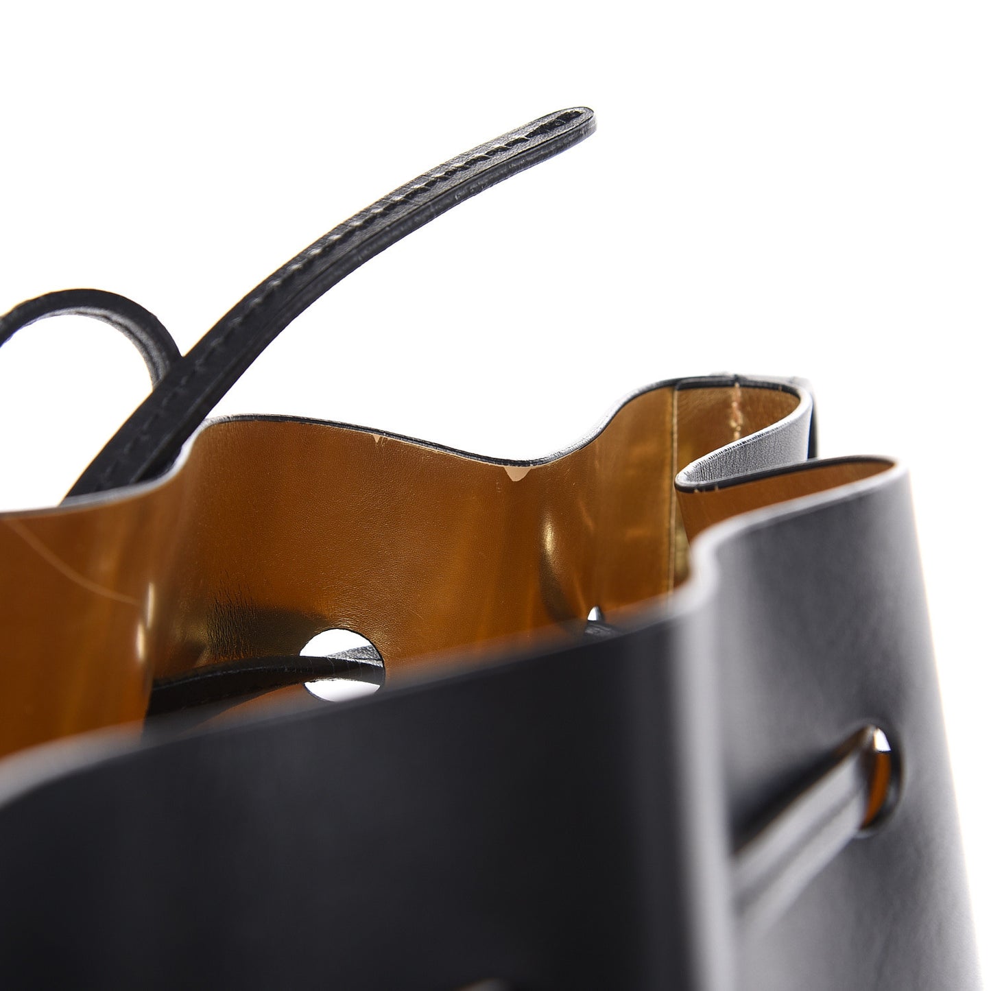 Calfskin Mini Bucket Bag Black Gold