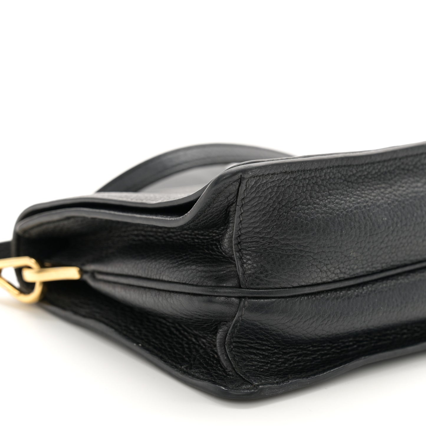 Vitello Daino Double Strap Flap Crossbody Black