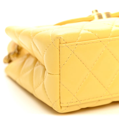 Chanel Shiny Aged Calfskin Quilted Nano Kelly Shopper Light Yellow 9 of 10