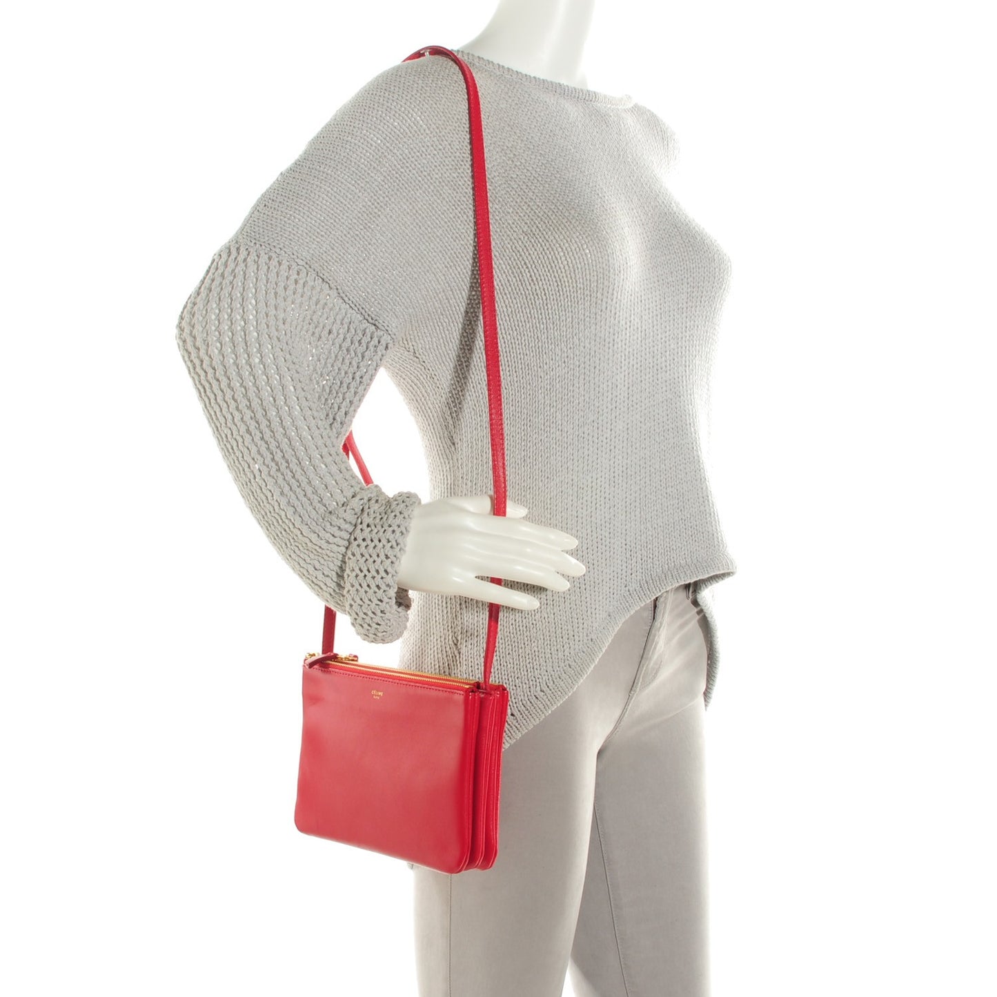 Lambskin Small Trio Crossbody Bag Red