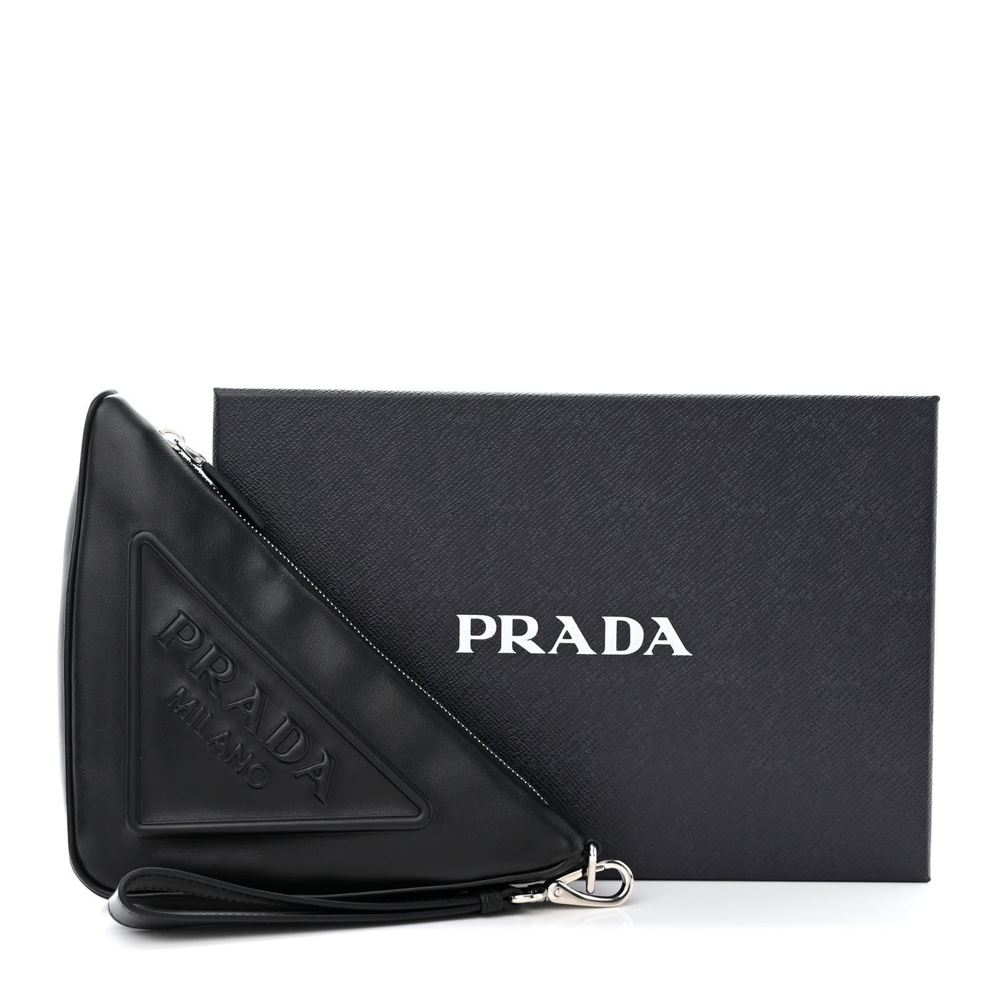 Grace Lux Triangle Logo Embossed Triangle Wristlet Pouch Black