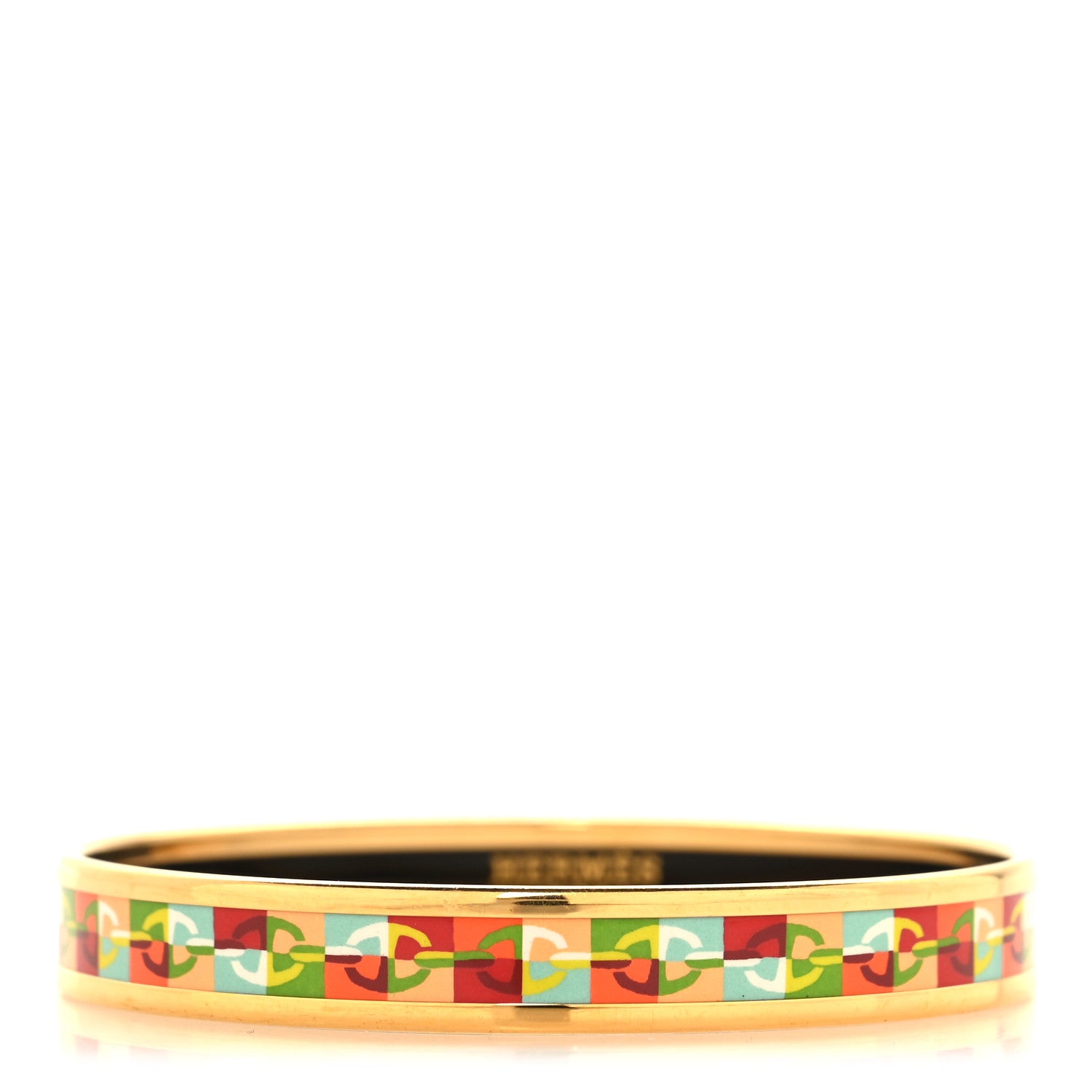 Hermes Enamel Narrow Printed Optique Chaine D'Ancre Bracelet 6 1 of 5