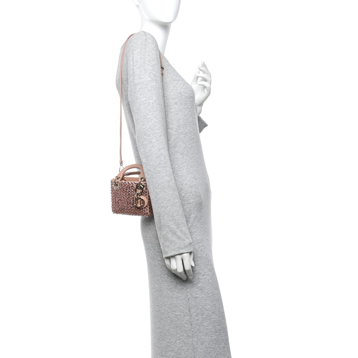 Christian Dior Satin Crystal Beaded Embroidered Micro Lady Dior
