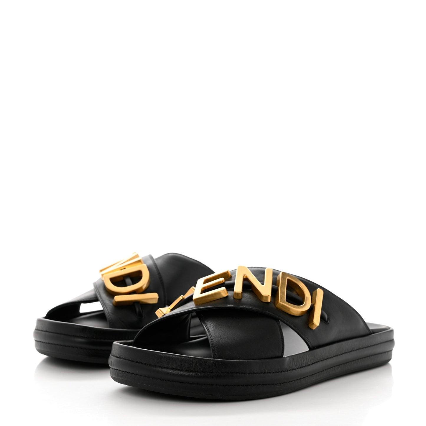 Vitello Womens Fendigraphy Slide Sandals 40 Black