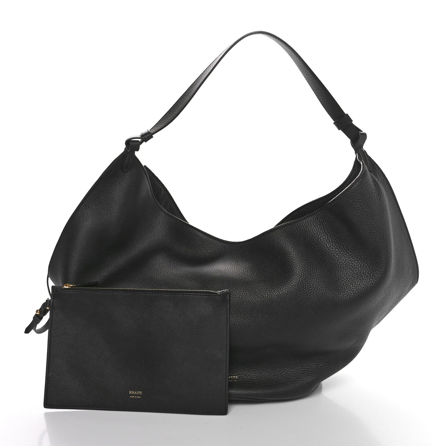 Pebbled Sport Calfskin Medium Lotus Tote Black