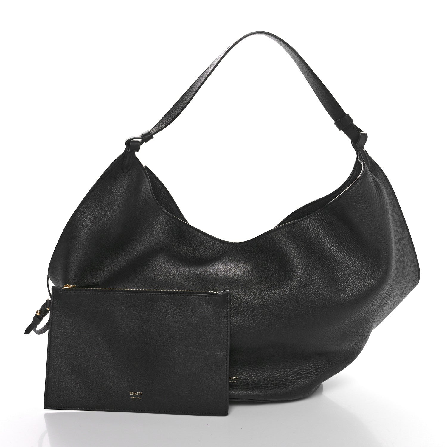 Khaite Pebbled Sport Calfskin Medium Lotus Tote Black 3 of 10
