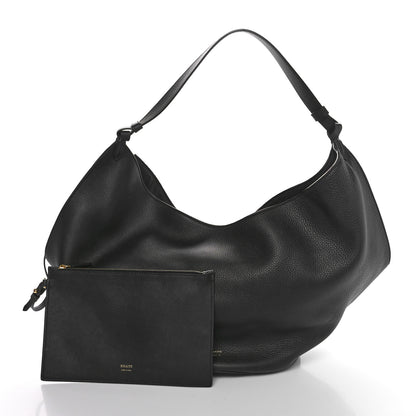 Khaite Pebbled Sport Calfskin Medium Lotus Tote Black 3 of 10