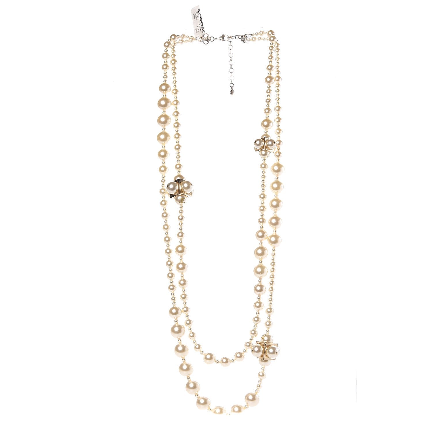 Chanel Pearl Double Strand CC Long Necklace Gold 3 of 4