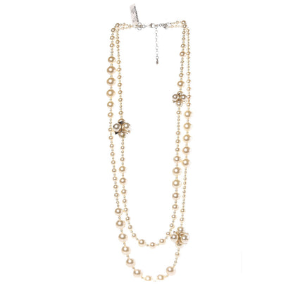 Chanel Pearl Double Strand CC Long Necklace Gold 3 of 4