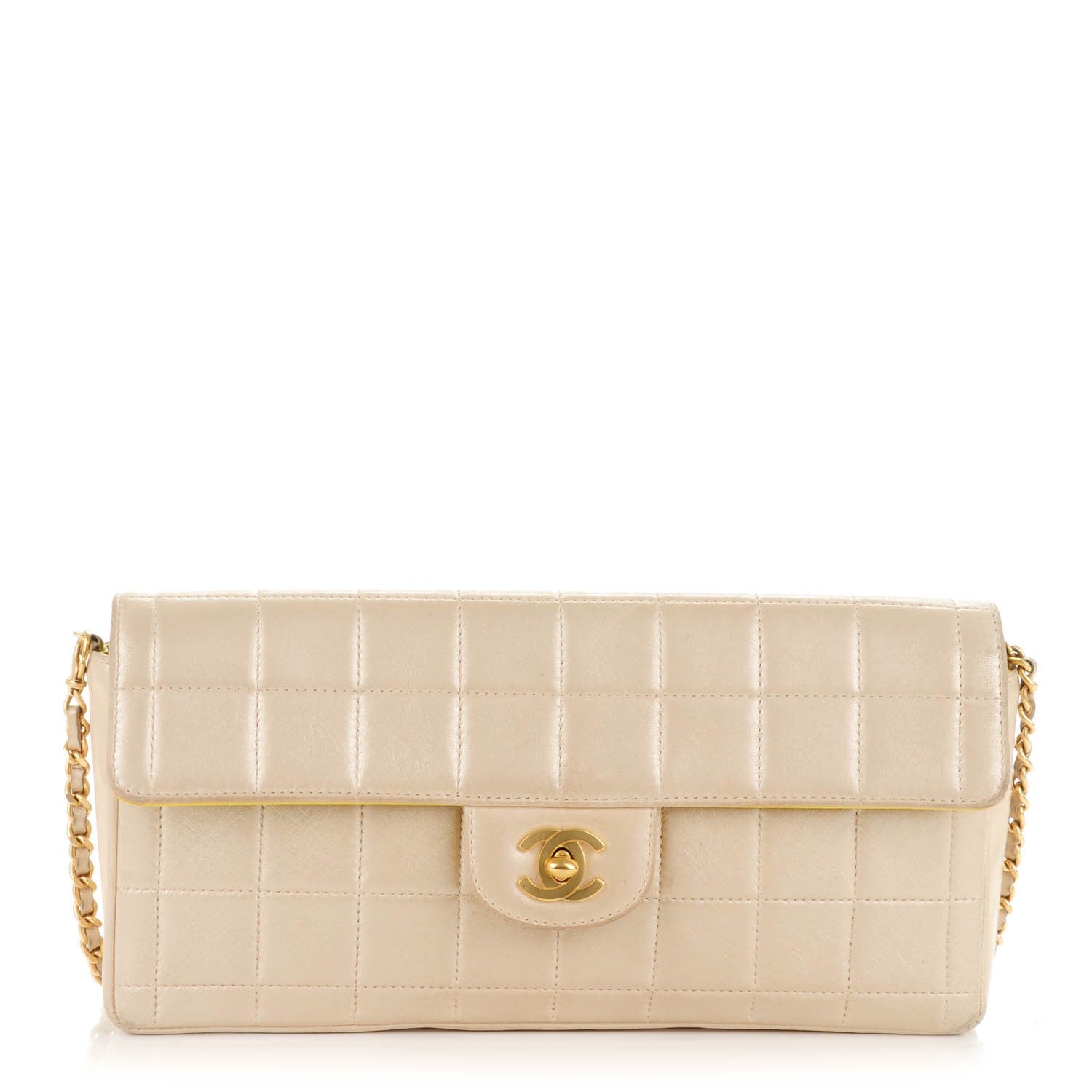 Chanel Metallic Lambskin Quilted East West Chocolate Bar Flap Light Gold 1 of 10