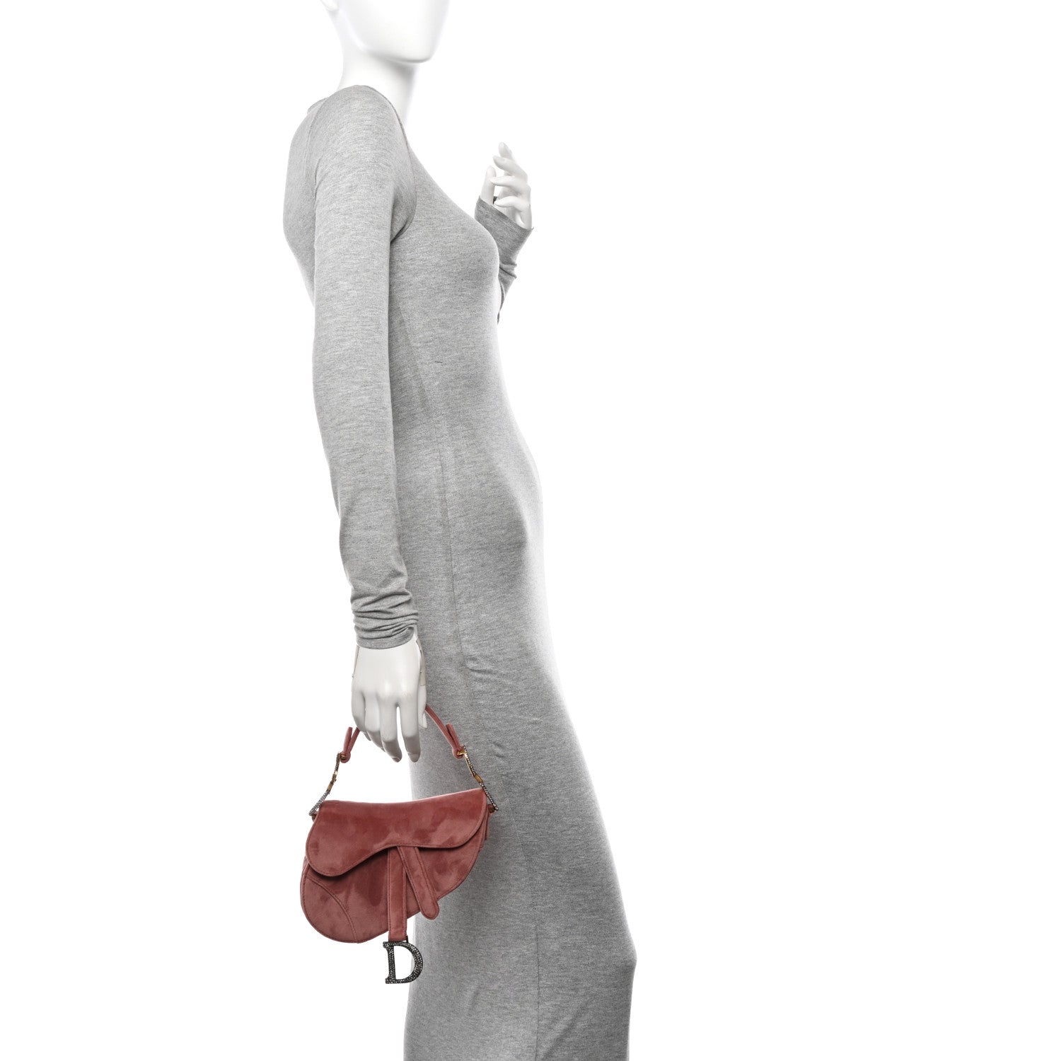 Christian Dior Velvet Crystal Mini Saddle Bag Pink 2 of 10