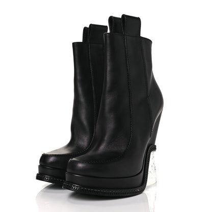 Fendi Calfskin Lucite Wedge Boots 35 Black 3 of 7