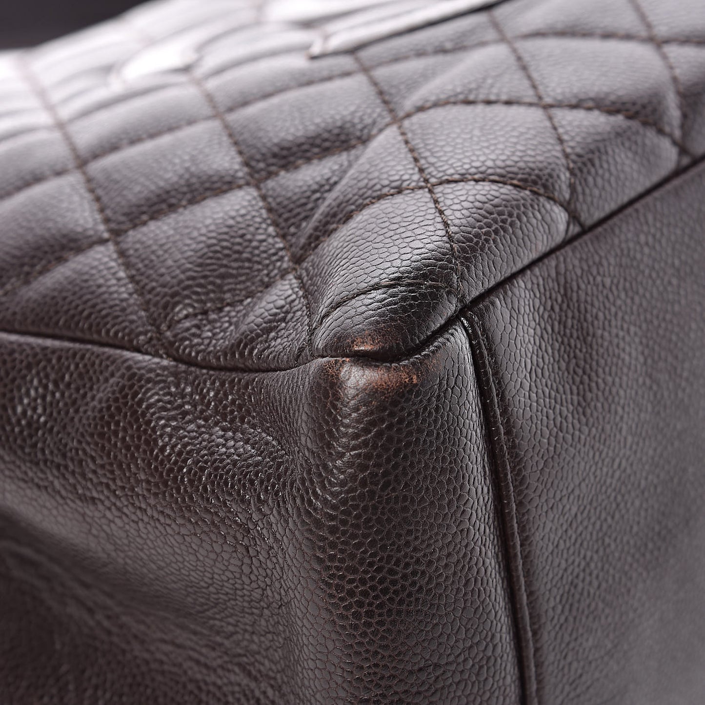 Caviar Quilted Grand Shopping Tote GST Dark Brown
