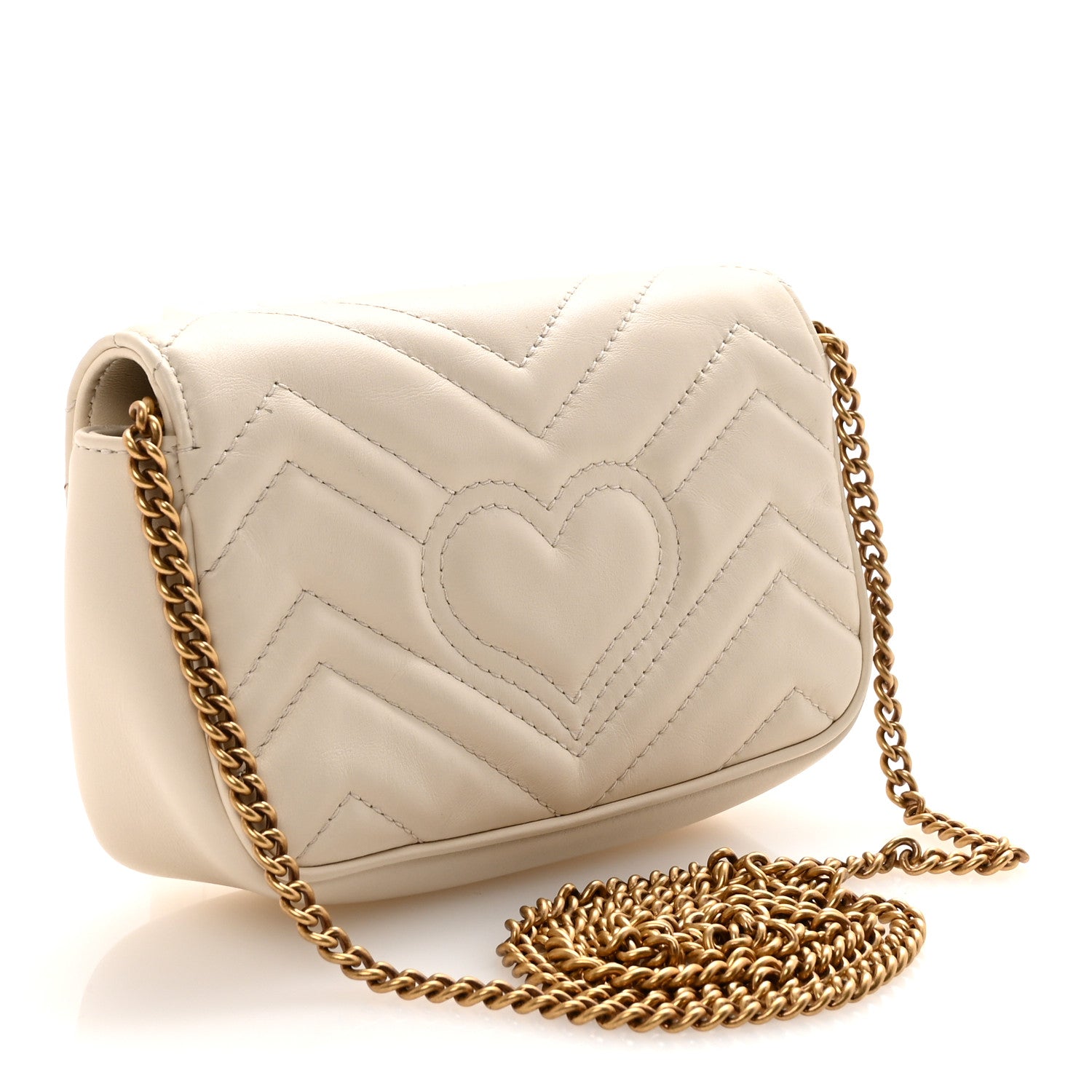 Gucci Calfskin Matelasse Super Mini GG Marmont Shoulder Bag White 3 of 10