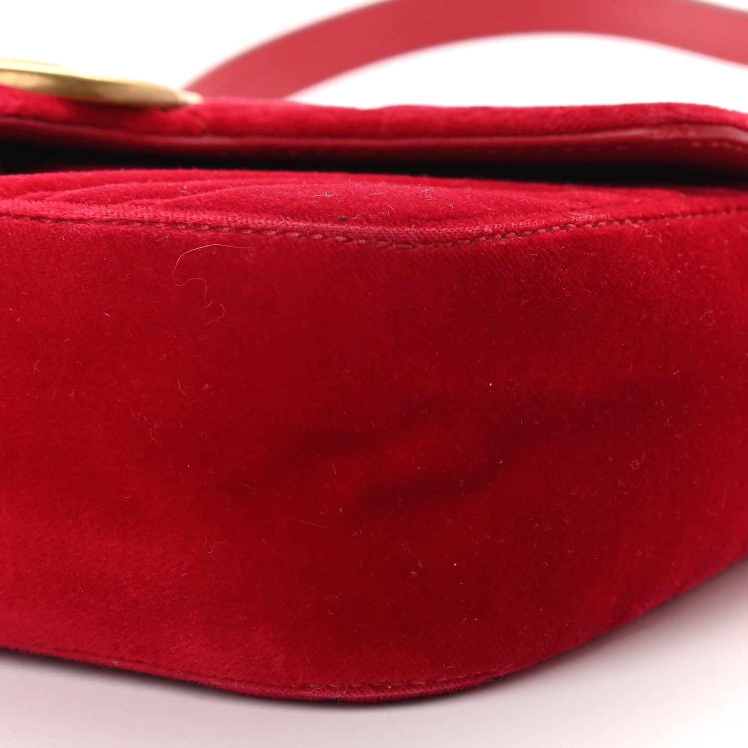 Gucci Velvet Matelasse Mini GG Marmont Shoulder Bag Hibiscus Red 9 of 11