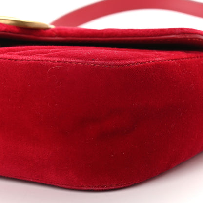 Gucci Velvet Matelasse Mini GG Marmont Shoulder Bag Hibiscus Red 9 of 11