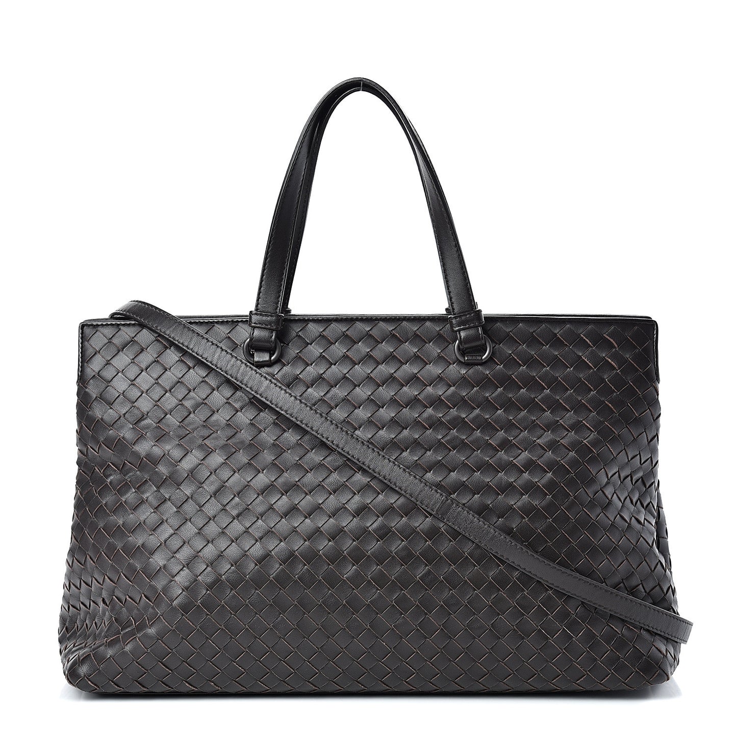 Nappa Intrecciato Large Top Handle Tote Ebano