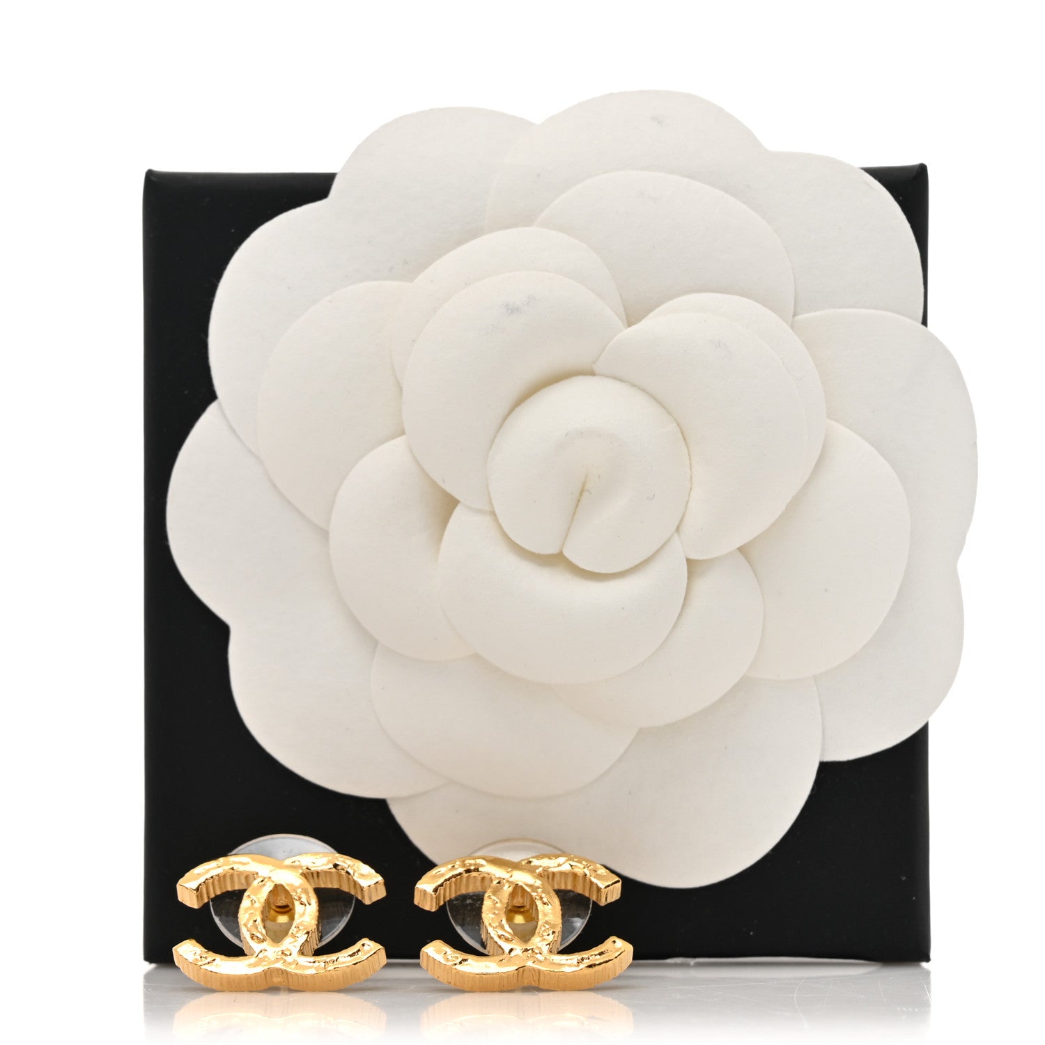 Chanel Metal Textured CC Earrings Gold 5 of 5