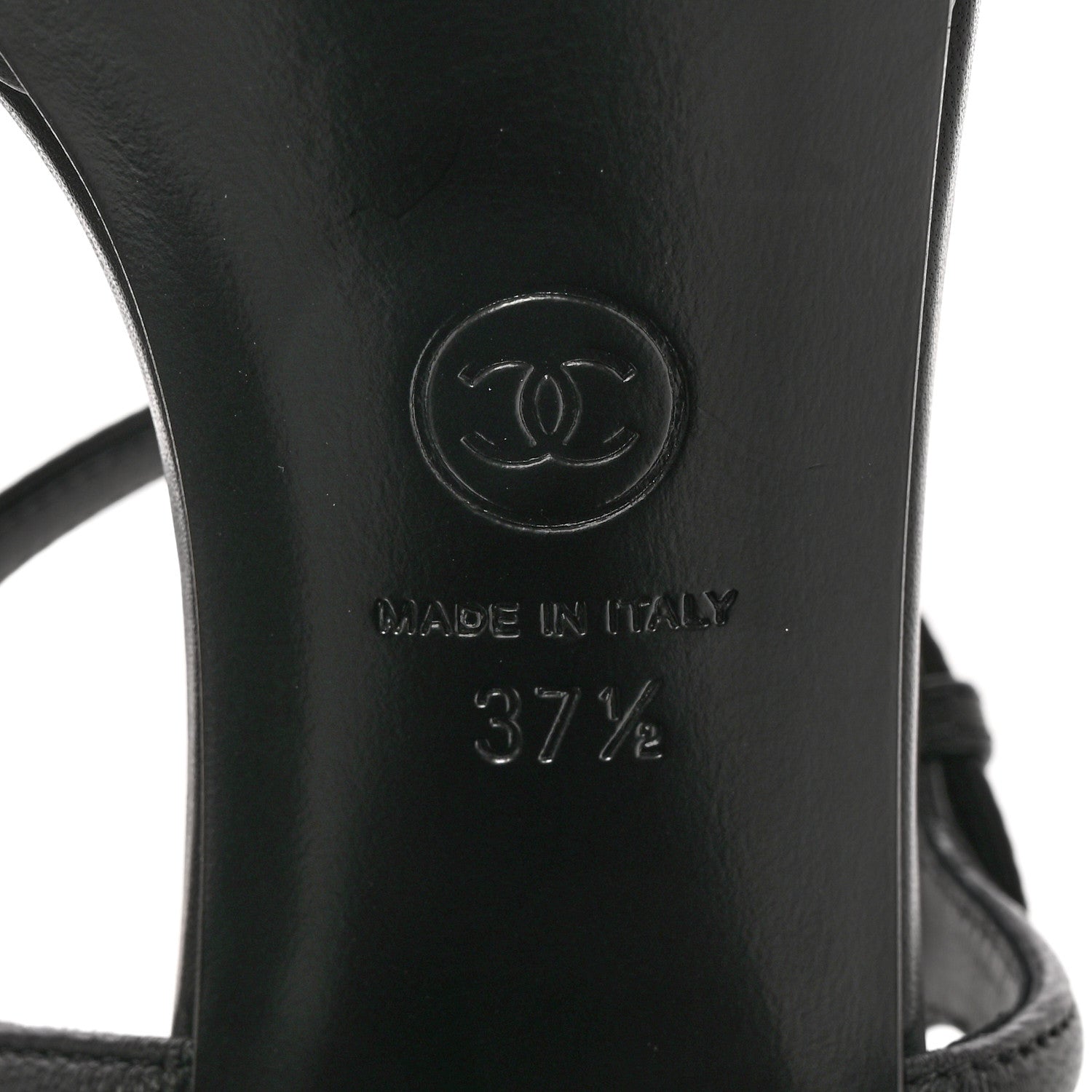 Chanel Lambskin Logo Platform Sandals 37.5 Black 7 of 11