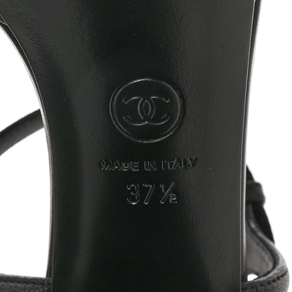Chanel Lambskin Logo Platform Sandals 37.5 Black 7 of 11