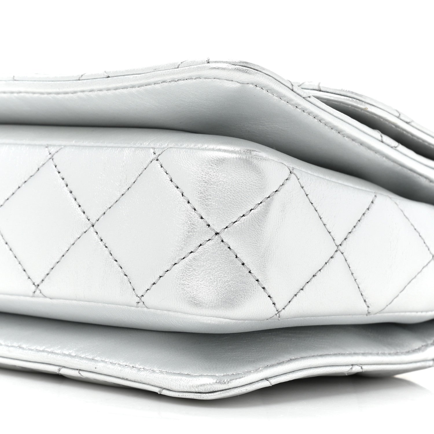 Chanel Metallic Calfskin Quilted Mini Metal Top Handle Flap Silver 8 of 9