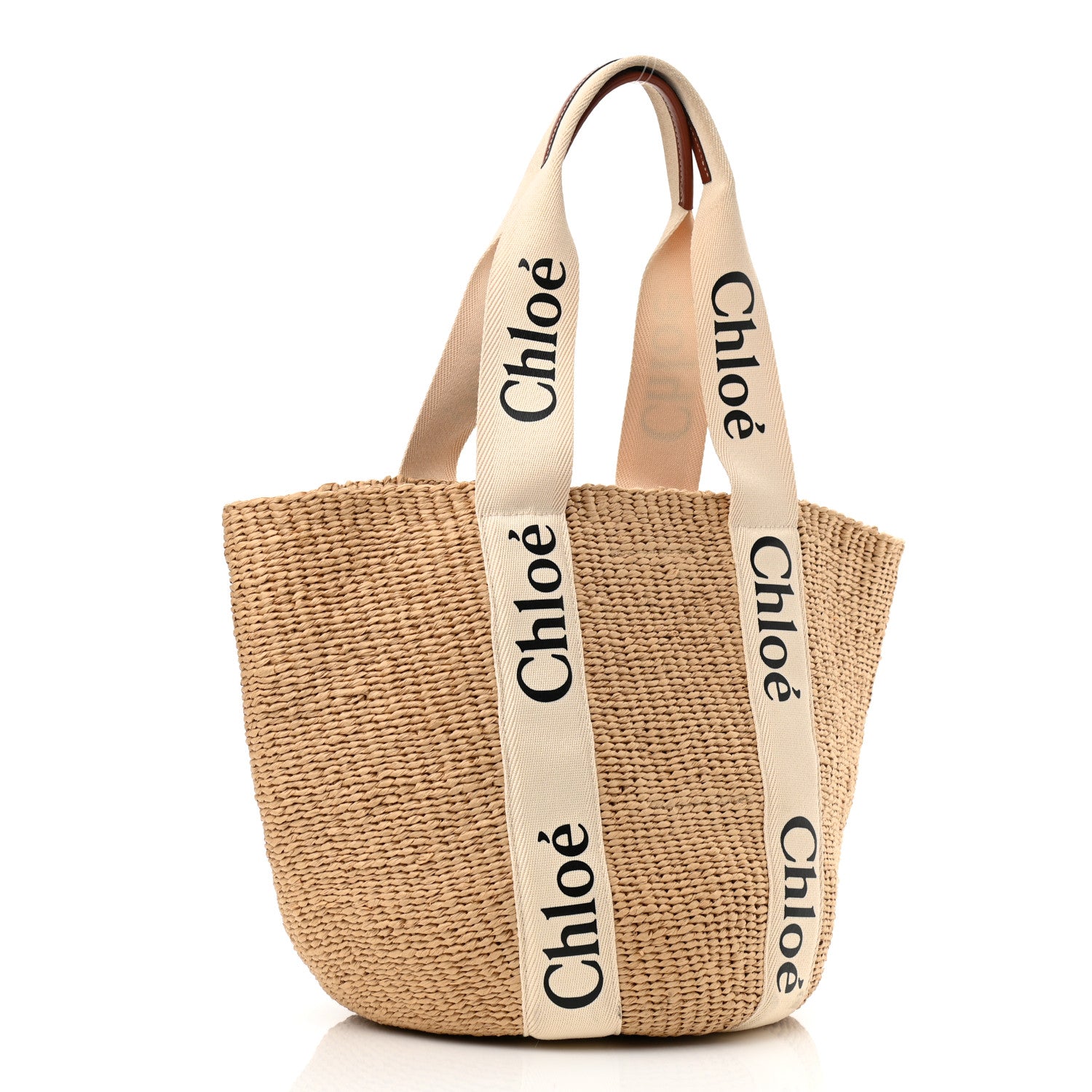 Chloe Raffia Large Woody Tote White 3 of 12