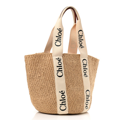 Chloe Raffia Large Woody Tote White 3 of 12