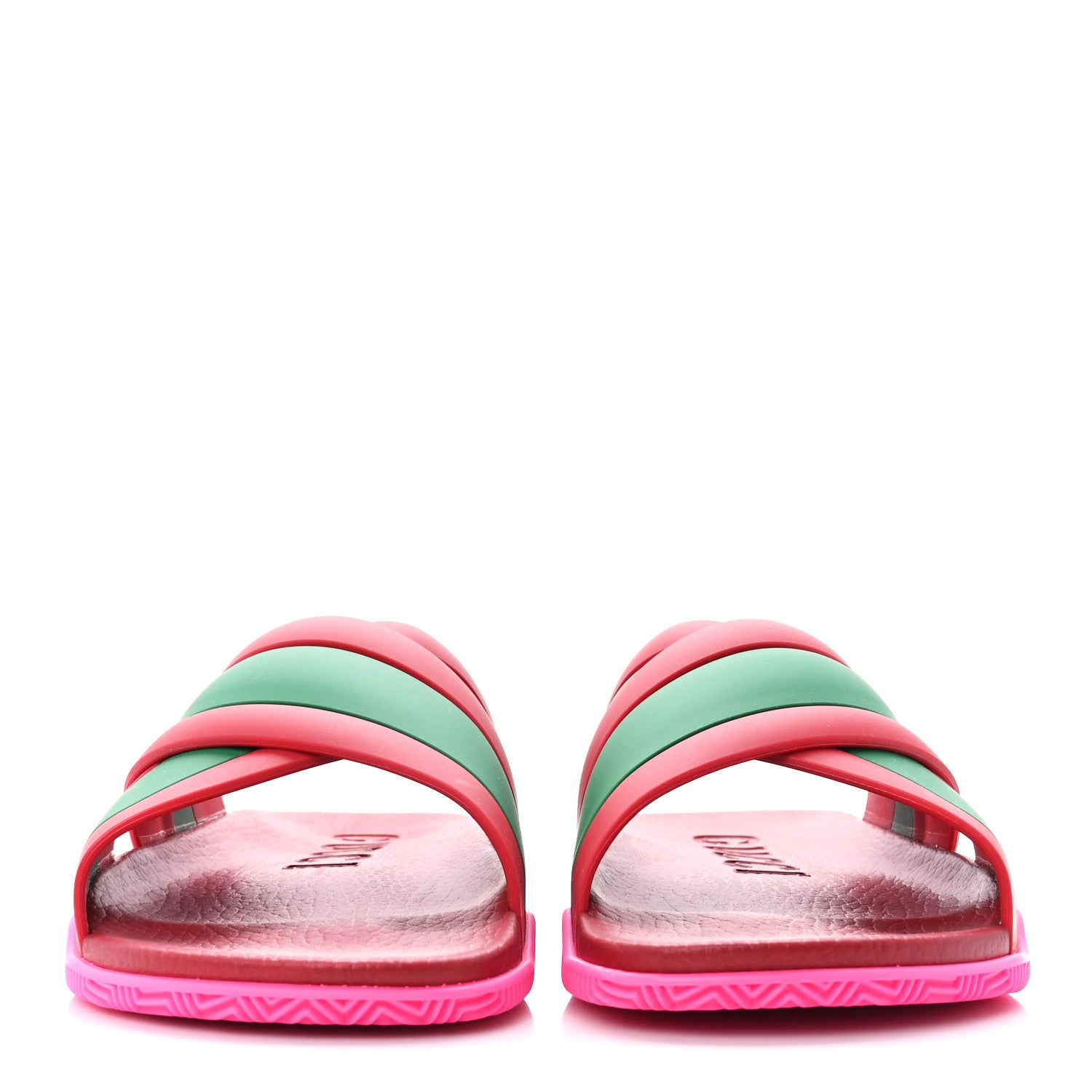 Gucci Rubber Web Womens Criss Cross Slide Sandals 38 Coral New Shamarock 2 of 8