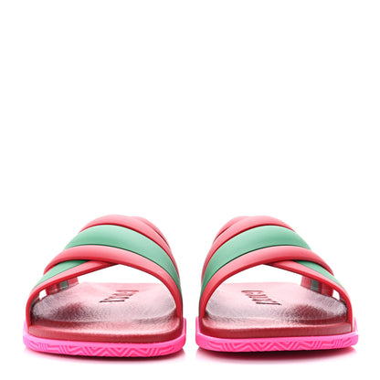 Gucci Rubber Web Womens Criss Cross Slide Sandals 38 Coral New Shamarock 2 of 8