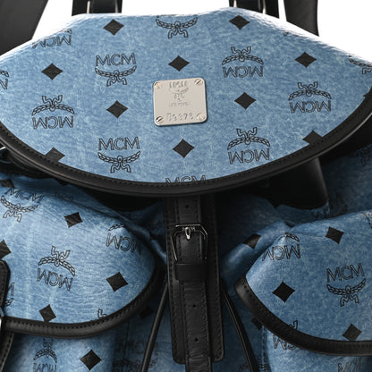 MCM Visetos Two-Pocket Backpack Blue 7 of 9