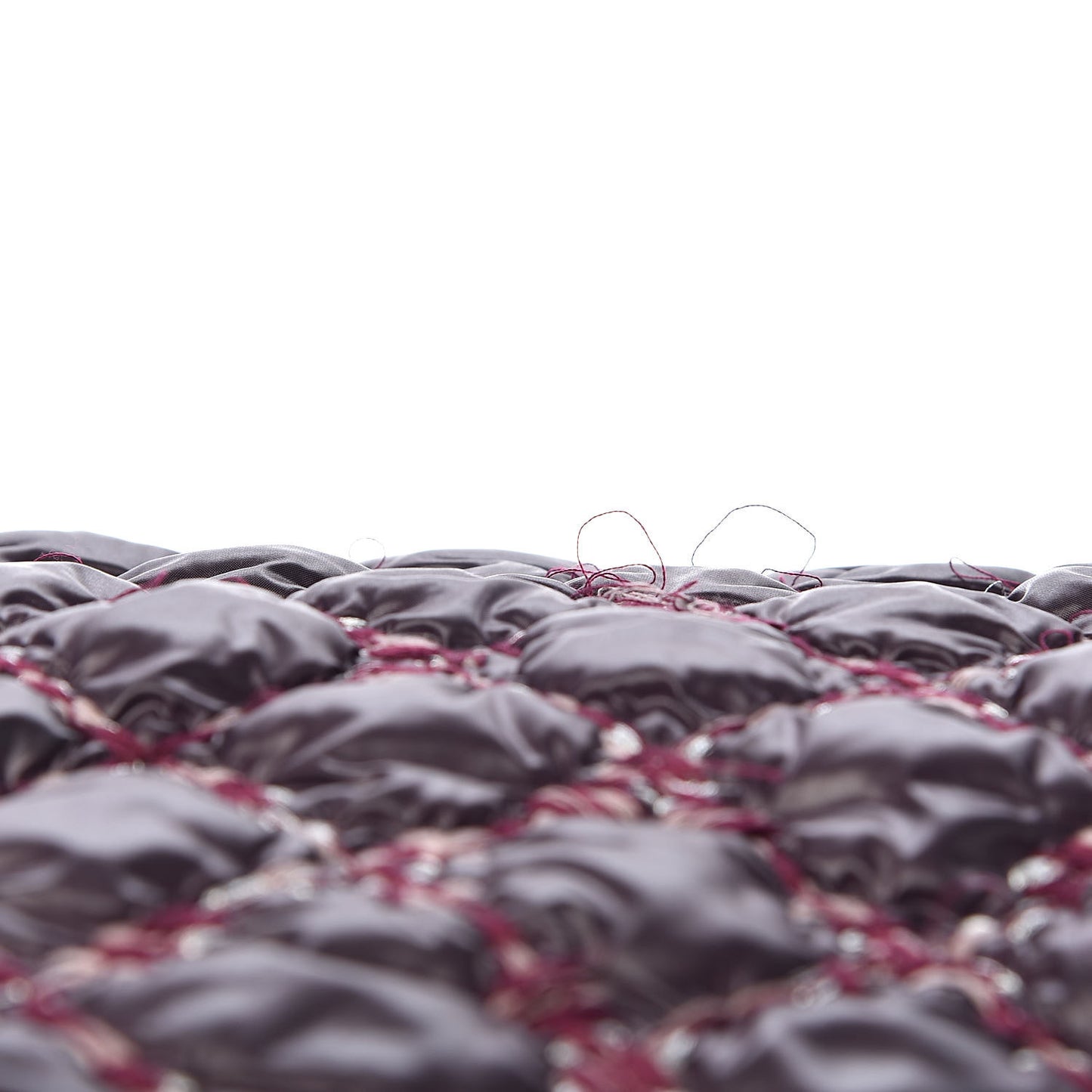 Nylon Quilted Tweed Stitch Bubble Tote Plum