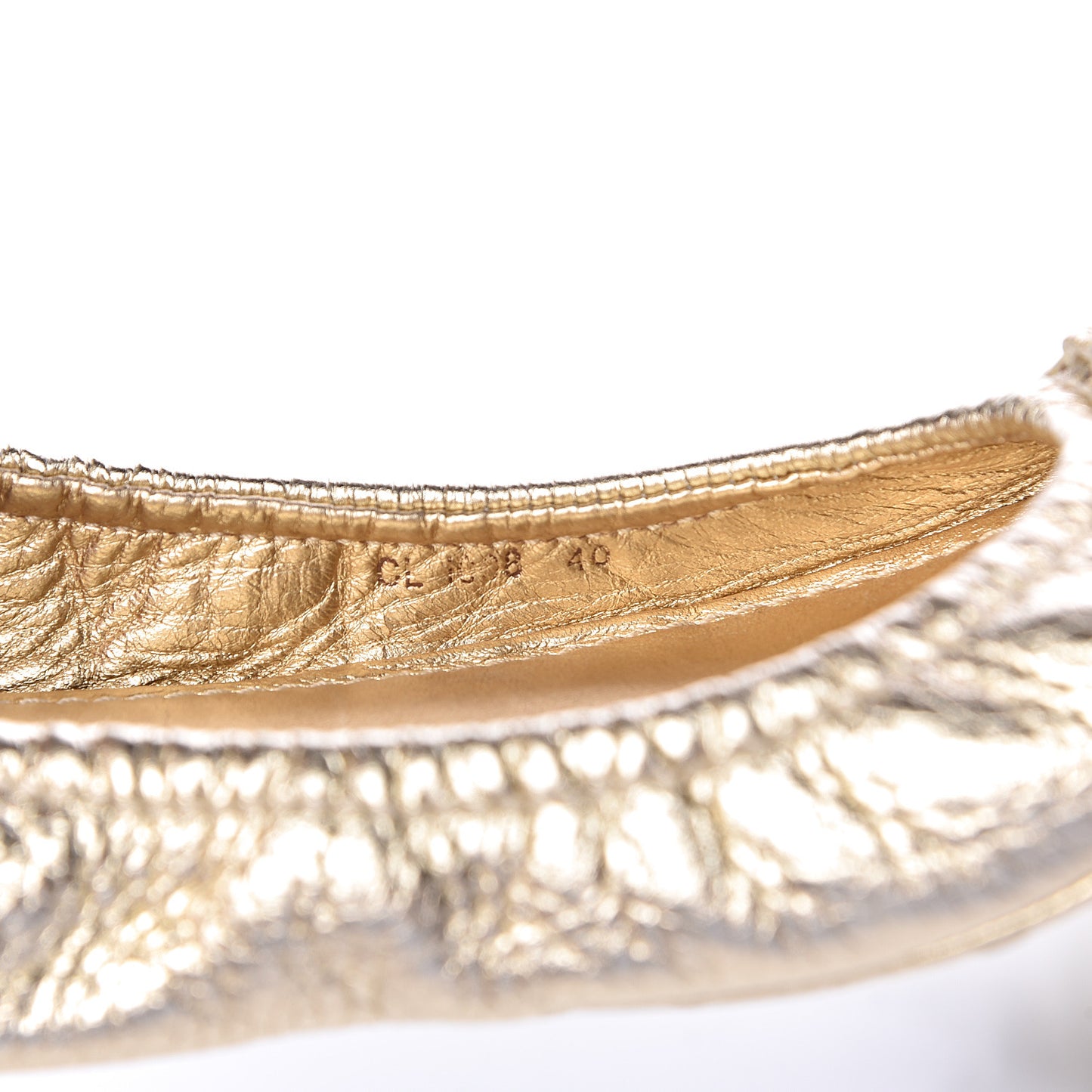 Metallic Calfskin Lemon Ballerina Flats 40 Gold