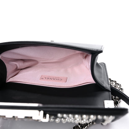 Chanel Calfskin Pearl Chevron Small Boy Flap Black 5 of 13