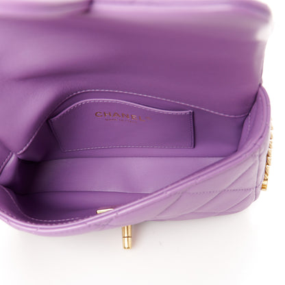 Chanel Lambskin Enamel Quilted Mini Pending CC Square Flap Purple 5 of 11
