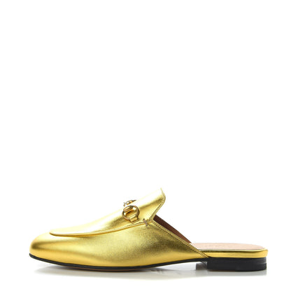 Gucci Metallic Nappa Womens Princetown Slippers 38.5 Gold 1 of 9