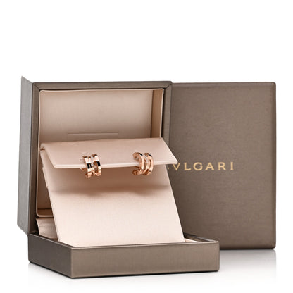 Bulgari 18K Rose Gold Diamond B.Zero1 Legend Hoop Earrings 5 of 5